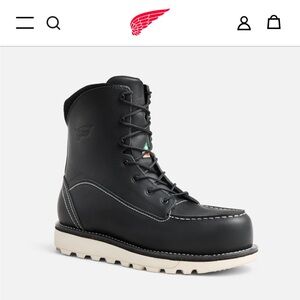 Red Wing Shoes Women’s Black Leather Moc Toe Women's Boot with Cream Sole